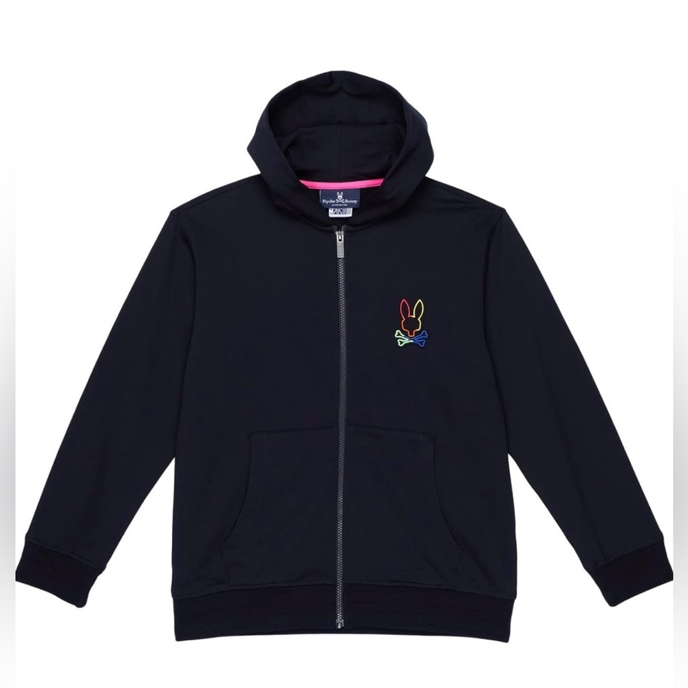 Psycho Bunny Boy’s Leo Bunny Full Zip Hoodie Youth Large 14/16